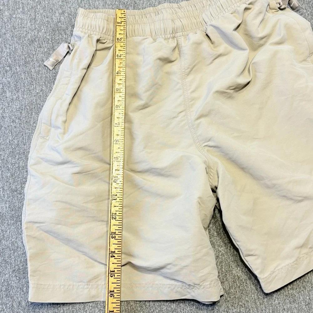 Vintage Nike Shorts Men XS Beige Flat Front Drawstring Nylon Sports Performance